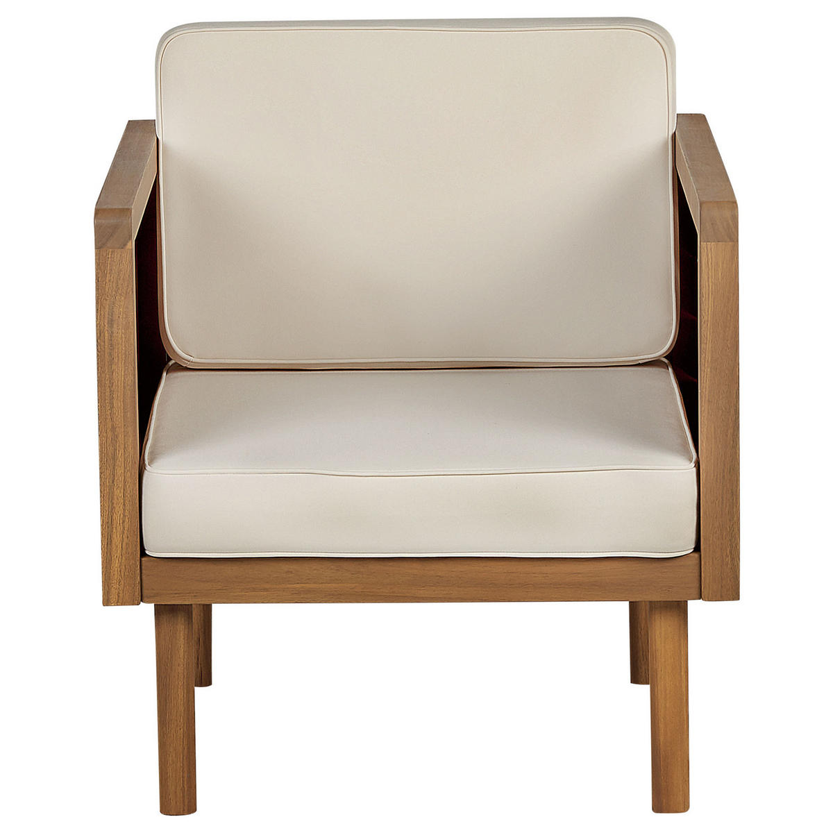 BALKONSET 2-Sitzer Akazienholz hellbraun Auflagen creme Baratti - Hellbraun/Weiß, Holz/Textil - Beliani