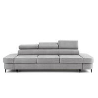 3-SITZER Sofa PRIAM mit Schlaffunktion 125x277 Velours Hellgrau - Hellgrau/Schwarz, Holz/Textil (278/95/102cm) - Muffo
