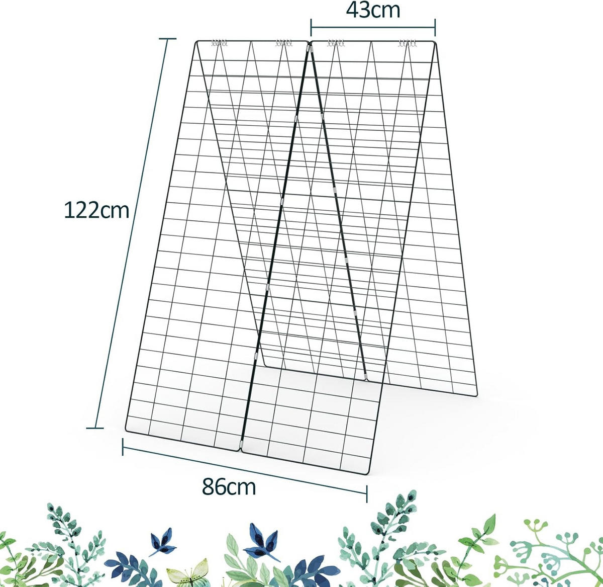 VÄXTSTÖD Grönt (3 delar) - Grön, Metall (86/122/86cm) - COSTWAY