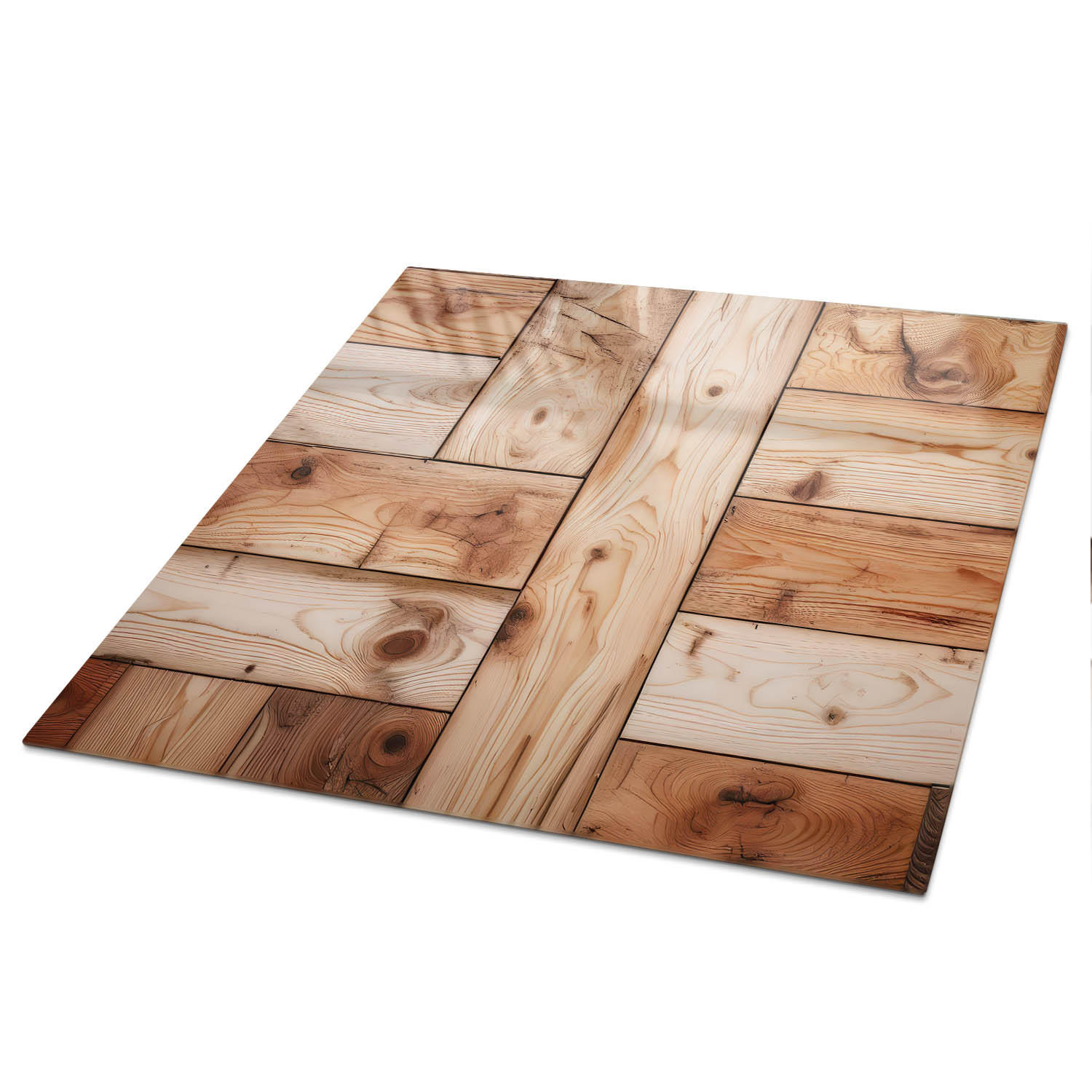 TISCHPLATTE 50x50 cm – Holzstruktur - Braun, Glas (50/50/0.4cm) - Wallfluent