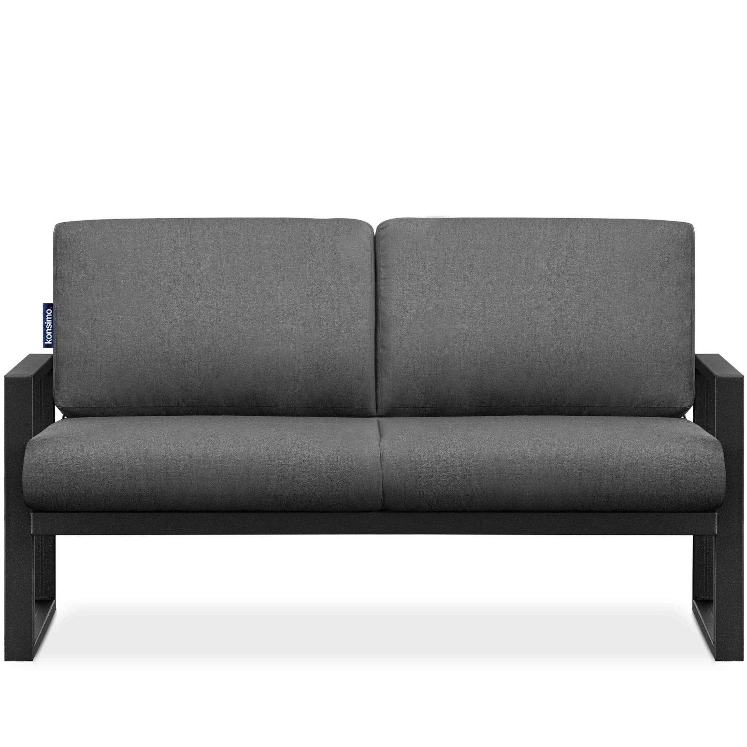 GARTENSOFA FRENA 2-Personen ,Schwarz/Grau - Schwarz/Grau, Textil/Metall (130/65/60cm) - KONSIMO®