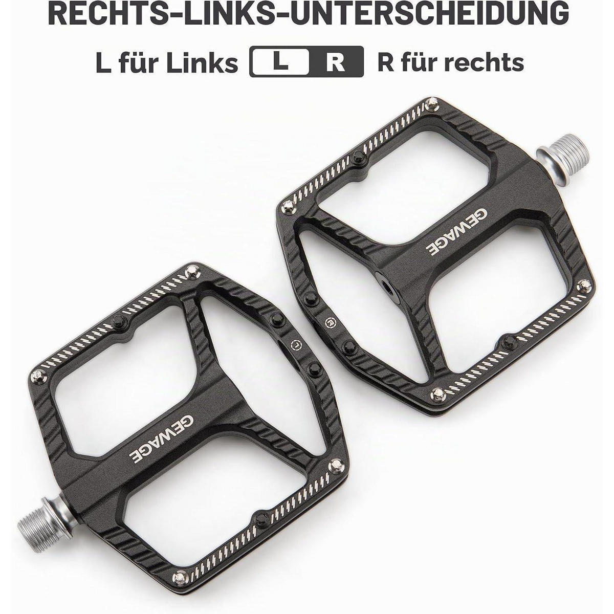FAHRRADPEDALE MTB Aluminiumdruckguss mit 16 Pins Schwarz - Schwarz, Metall (11/1.5/11.5cm)