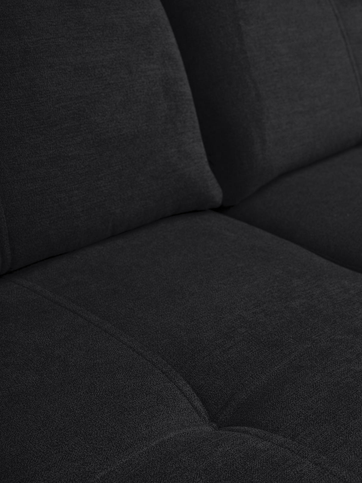 ECKSOFA PANAMA mit Schlaffunktion und Bettkasten, Farbe: Schwarz, Velourstoff, Ottomane Rechts - Schwarz, Textil (270/180cm) - VENASI MÖBEL