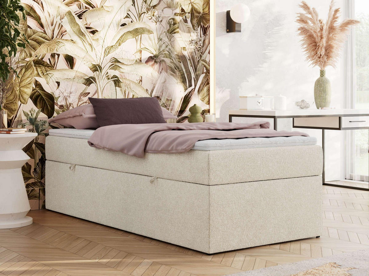 BOXBETT ZERO 90/200 - Creme Struktur - H3 - Topper T25 - Creme, Textil (90/200cm) - MKS