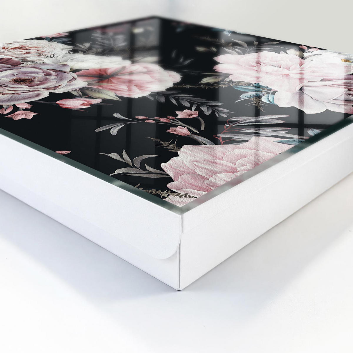 SCHLÜSSELBOX Weiß 30x30 cm – Türöffnung nach rechts - Blumenzauber - Pink, Metall (30/30/5cm) - TULUP