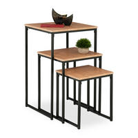 3XBEISTELLTISCH - Hellbraun, Holzwerkstoff/Kunststoff (46/46/76cm) - Relaxdays