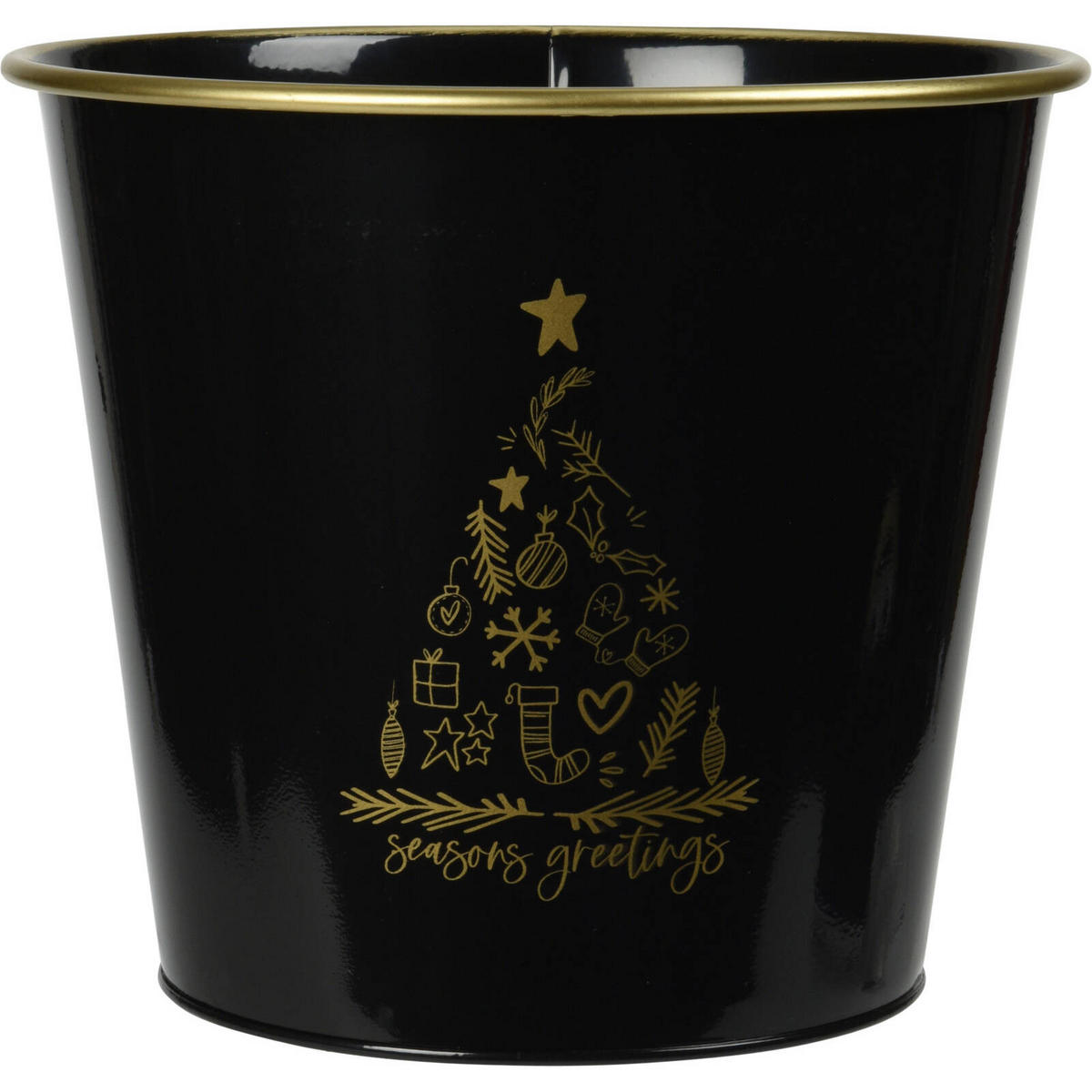 METALLEIMER Weihnachten Schwarz 23/20,5 cm - Schwarz, Metall (23/20.5/23cm) - Home Styling Collection