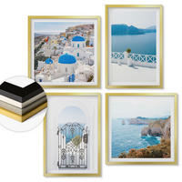 WANDBILDER 4er Set - 50x50 cm & 40x60 cm Goldrahmen - Meeresarchitektur Griechenlands - Goldfarben, Kunststoff (50/50cm) - ArtPrintCave