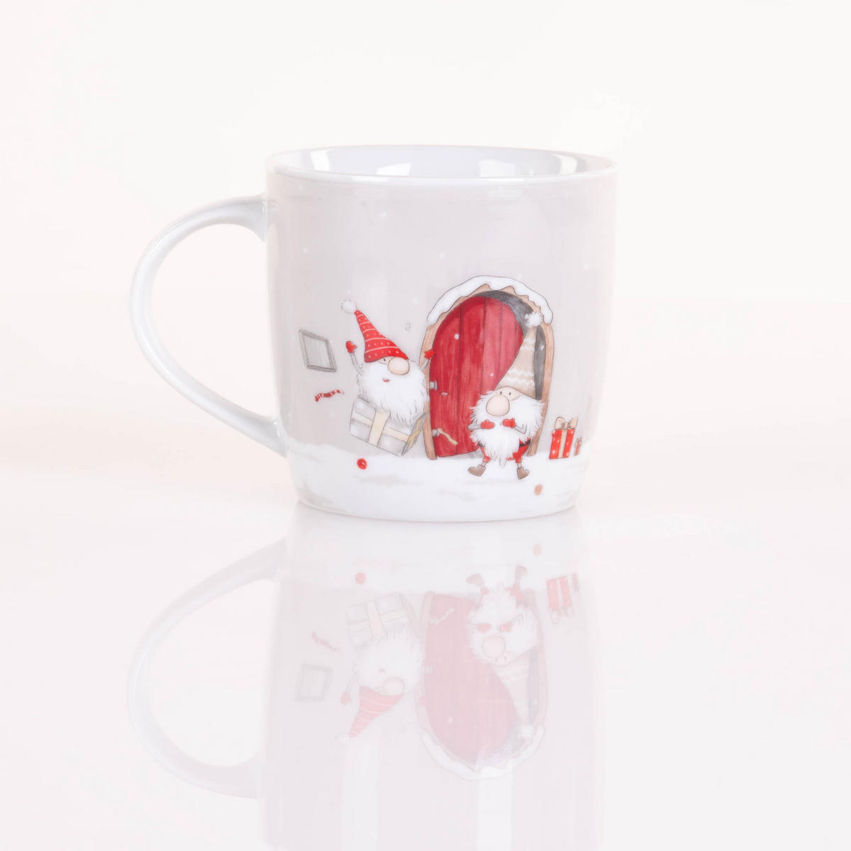 BECHER mit Wichtelmännchen Fiete 330 ml 12,5/8,7/8,7 cm - Beige, Keramik (8.7/8.7/12.5cm) - Boltze Home
