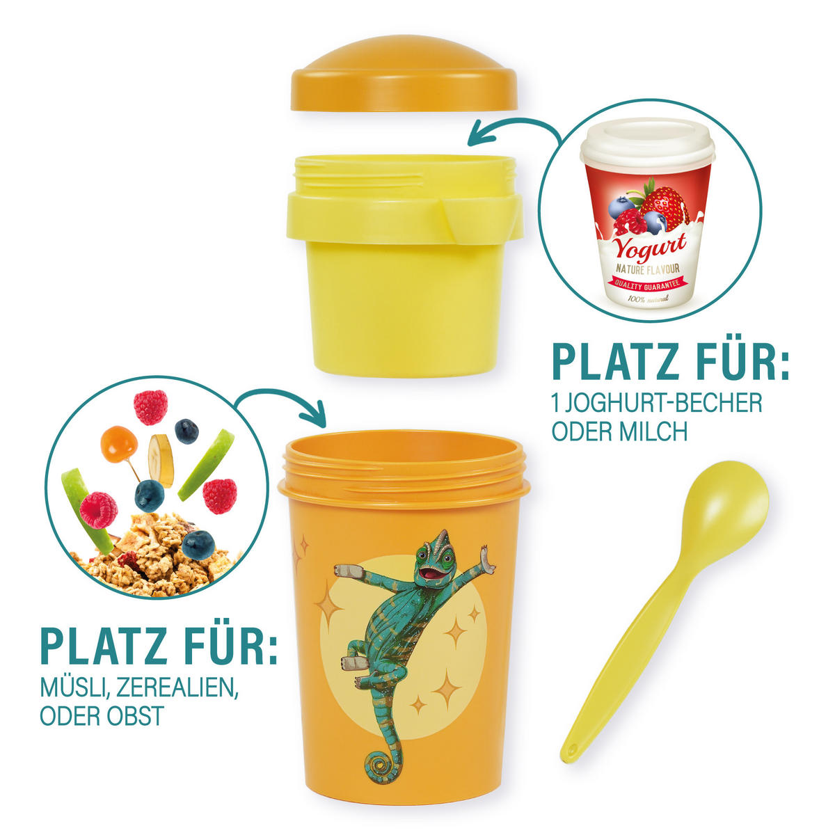 MÜSLIBECHER To Go 540 ml rPET - Gelb, Kunststoff (11.3/11/16cm) - Stoneline