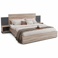 BETTANLAGE 160/200 cm in Sonoma-Eiche & Dunkelgrau mit 2 Nachtkommoden Massivholz modern - Naturfarben, Holzwerkstoff (160/200cm) - STILVORA