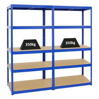 SCHWERLASTREGAL Slim Elephant M 2er-Set mit 2x 180x90x60 cm 5 Ebenen Fachlast 350 kg Blau - Blau, Metall (180/180/60cm) - PROREGAL