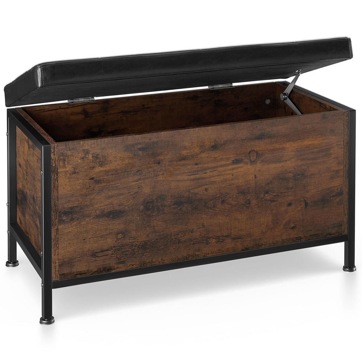 SITZTRUHE Calico, Kunstlederbezug, Industrial Holz dunkel, rustikal - Rostfarben, Holzwerkstoff (41.5/50.5/81.5cm) - tectake