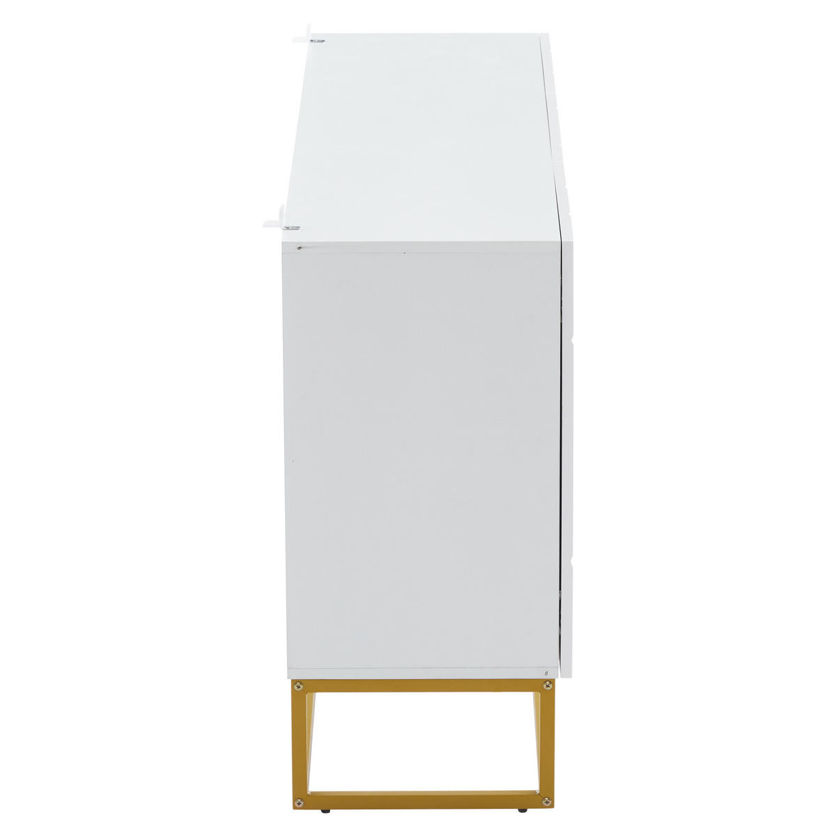 SIDEBOARD mit Goldbeinen und 3 Türen, 130/36/76cm - Weiß, Holzwerkstoff (130/76/36cm) - Urban Meuble