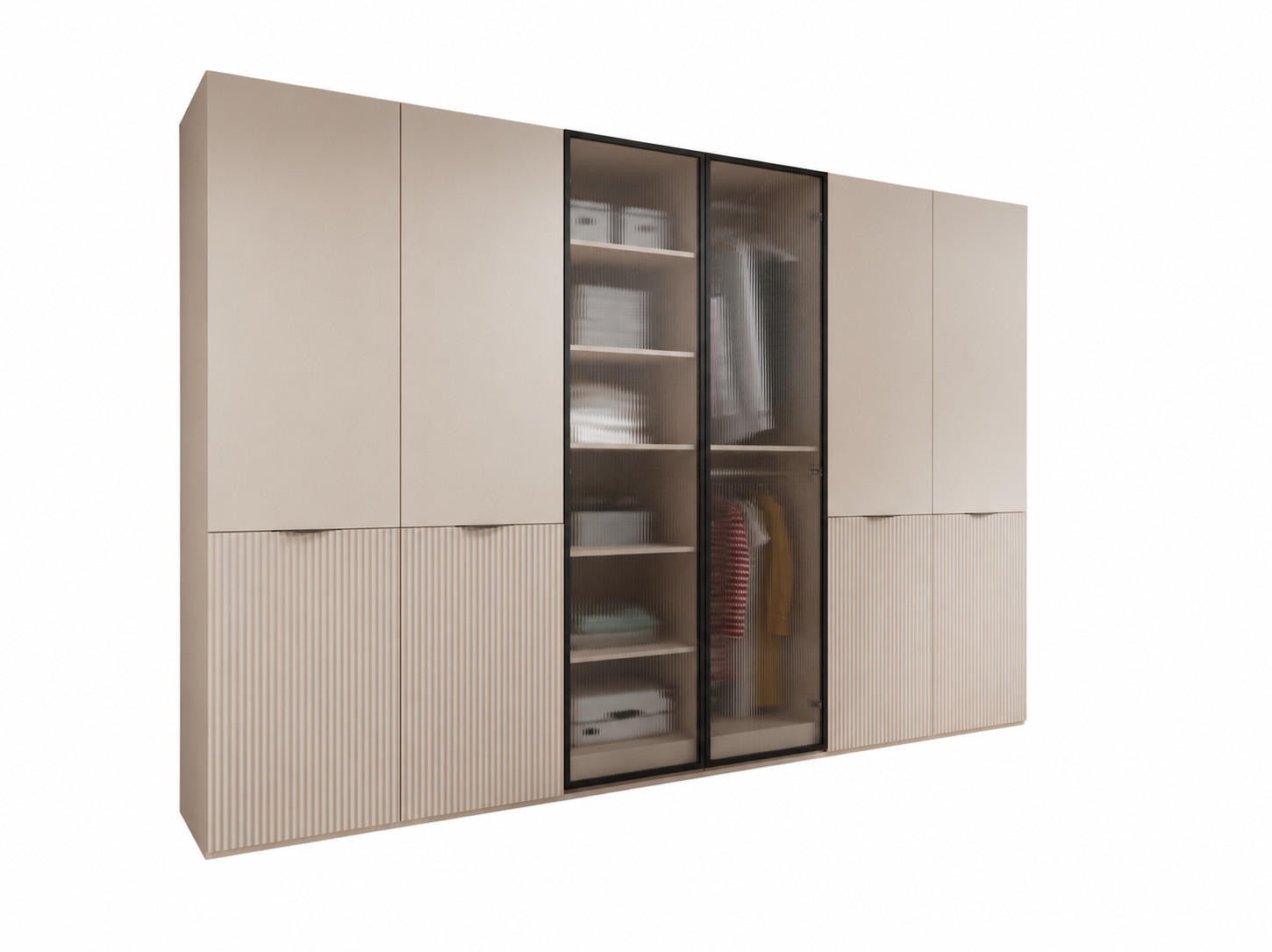 Masseno Drehtürenschrank Beige 303x200x51 cm