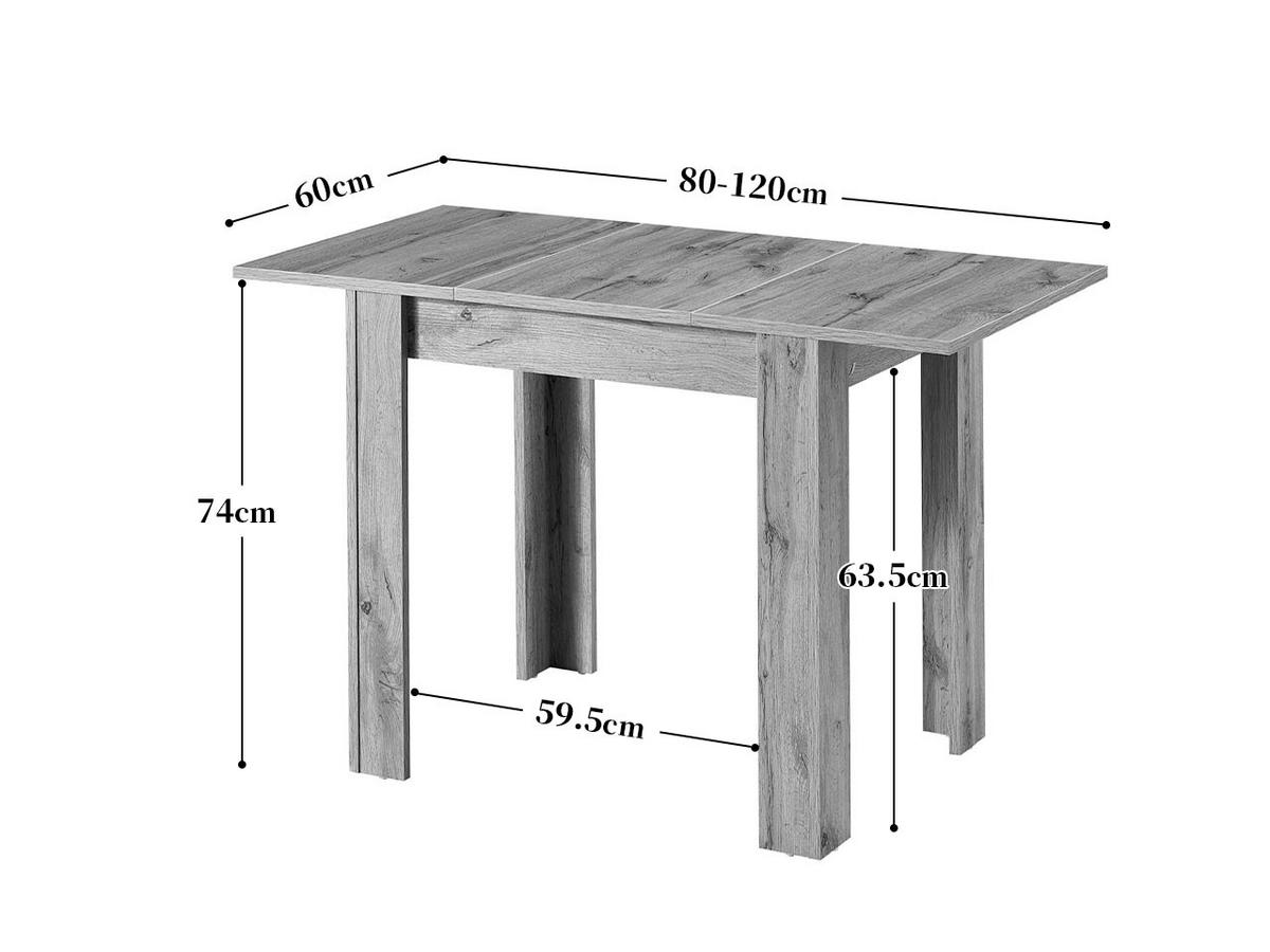 ESSTISCH LIVIUS 80-120/60/74 cm - Grau, Holzwerkstoff (80/60/74cm) - B&D Home