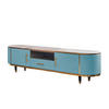 LOWBOARD MARIA Hellblau Kunstleder - Schwarz/Hellblau, Stein/Metall (200/45/40cm) - KAWOLA