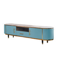 LOWBOARD MARIA Hellblau Kunstleder - Schwarz/Hellblau, Stein/Metall (200/45/40cm) - KAWOLA