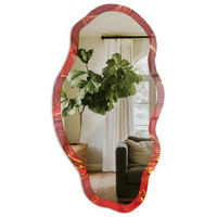 SPIEGEL 90x45 cm asymmetrisch mit Druck - Rote Abstraktion - Transparent, Glas (45/90/0.4cm) - TULUP