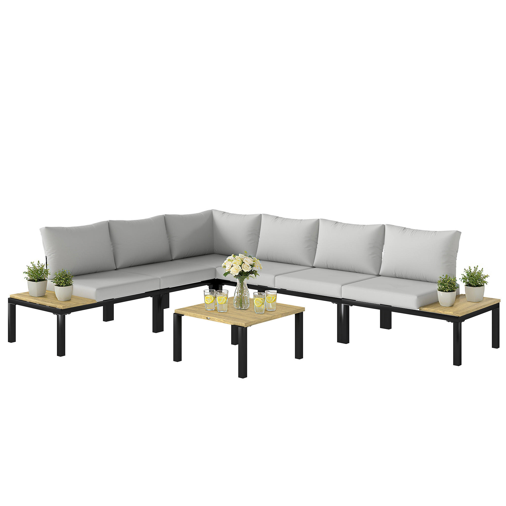 GARTENMÖBELSET DE-13526 6-teilig, verwandelbar in ein Bett Grau - Hellgrau, Metall - ComfortXL