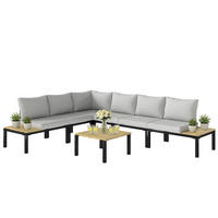 GARTENMÖBELSET DE-13526 6-teilig, verwandelbar in ein Bett Grau - Hellgrau, Metall - ComfortXL