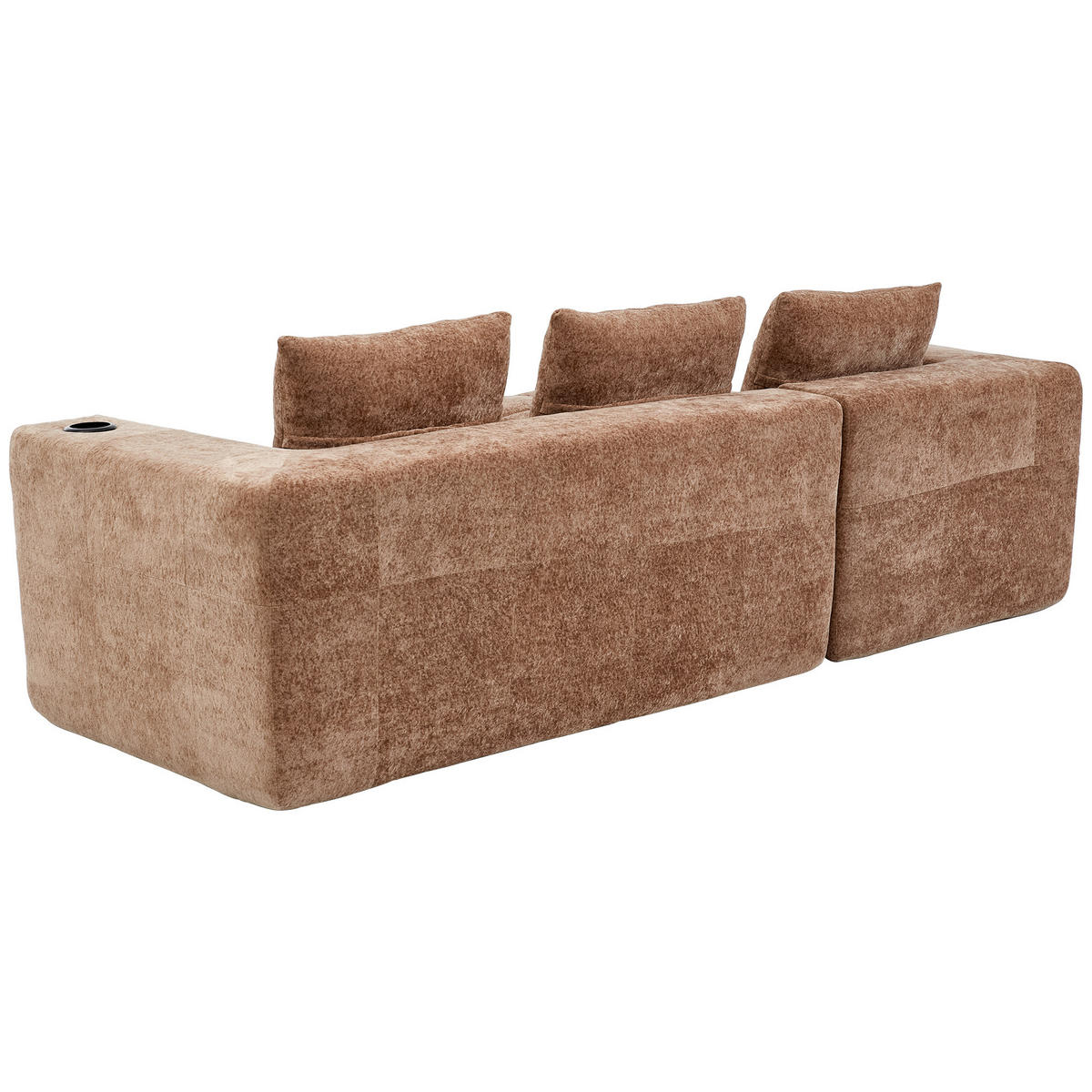 ECKSOFA 255/161/64 cm Hellbraun mit Getränkehalter - Hellbraun, Textil (258/163cm) - Oxeza