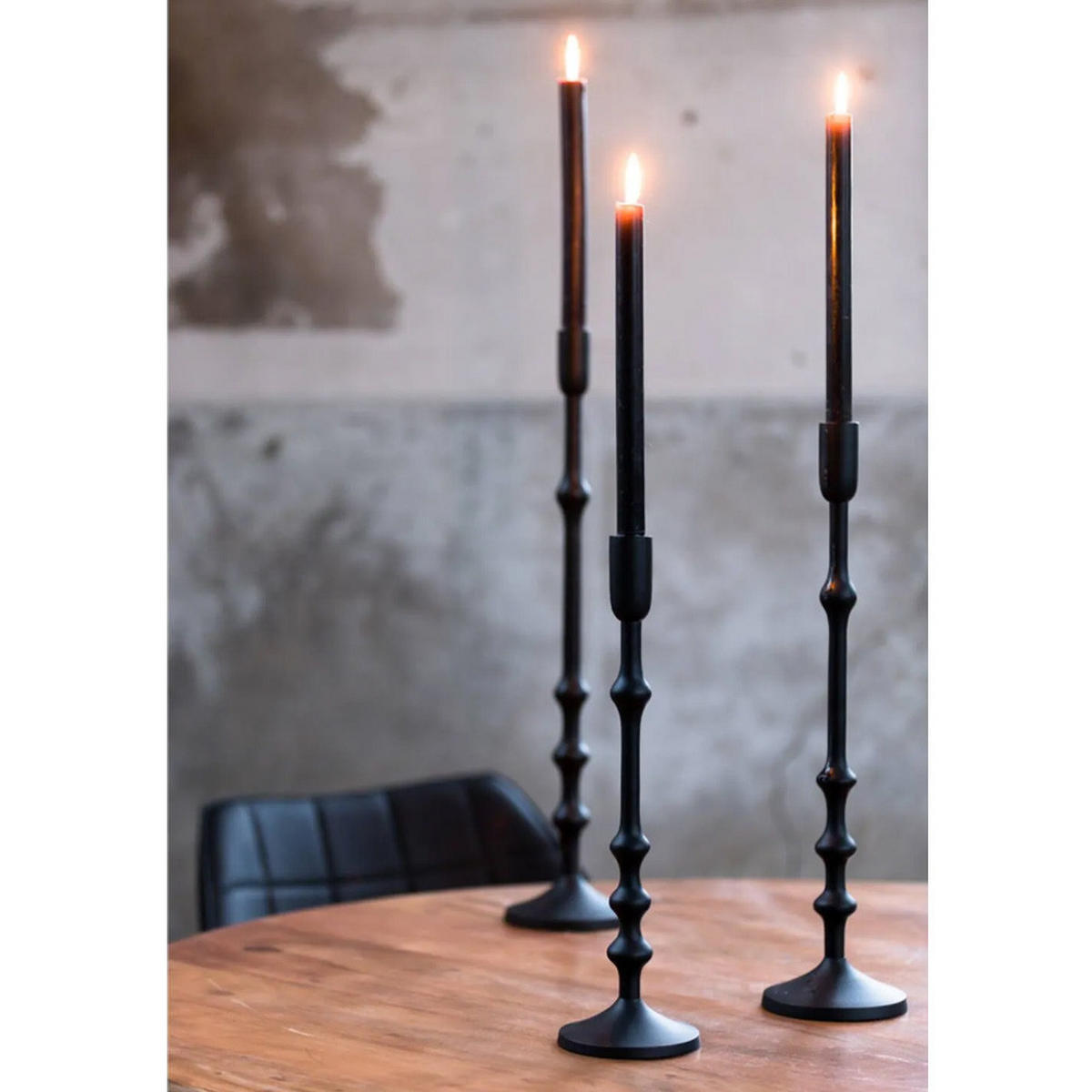 KERZENHALTER SEMUT Ø11x40 cm, Metall, Schwarz - Schwarz, Metall (11/40/11cm) - Light & Living