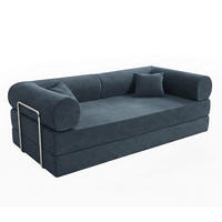 SCHLAFSOFA mit 2 Sitzplätzen, Dunkelblau - Blau, Textil (204/67/102cm) - Oviala
