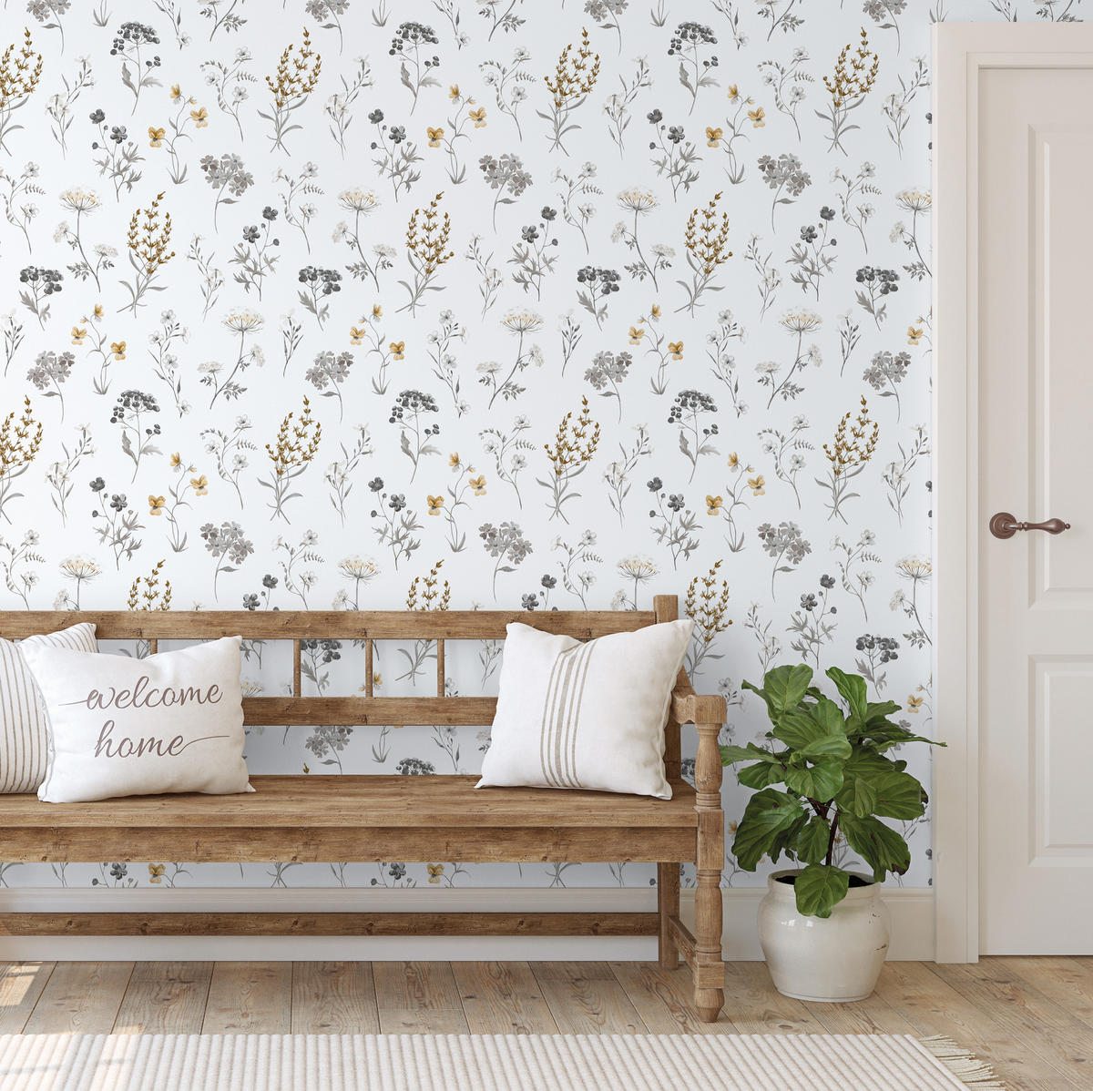 TAPETE Blumen 53 cm x 10 m - Grau, Papier (53/1000cm) - Sanders & Sanders