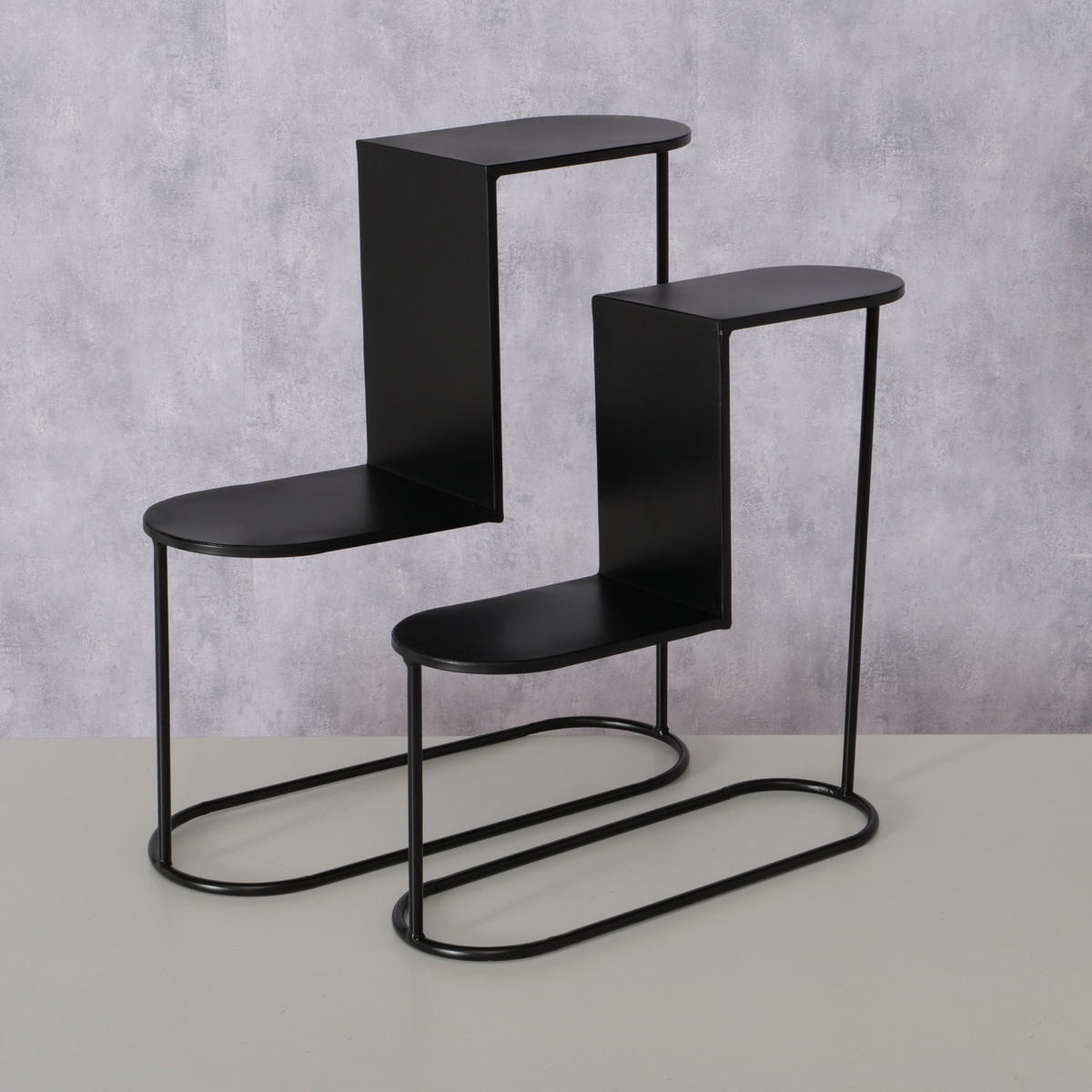 BLUMENTREPPE Pluto 45-55 cm 2er-Set - Schwarz, Metall (18/55/50cm) - Boltze Home