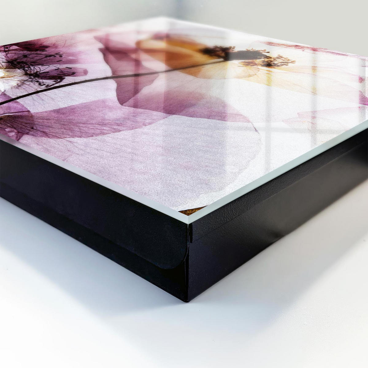 SCHLÜSSELBOX Schwarz 30x30 cm- Türöffnung nach rechts - Florale Eleganz - Lila, Metall (30/30/5cm) - TULUP