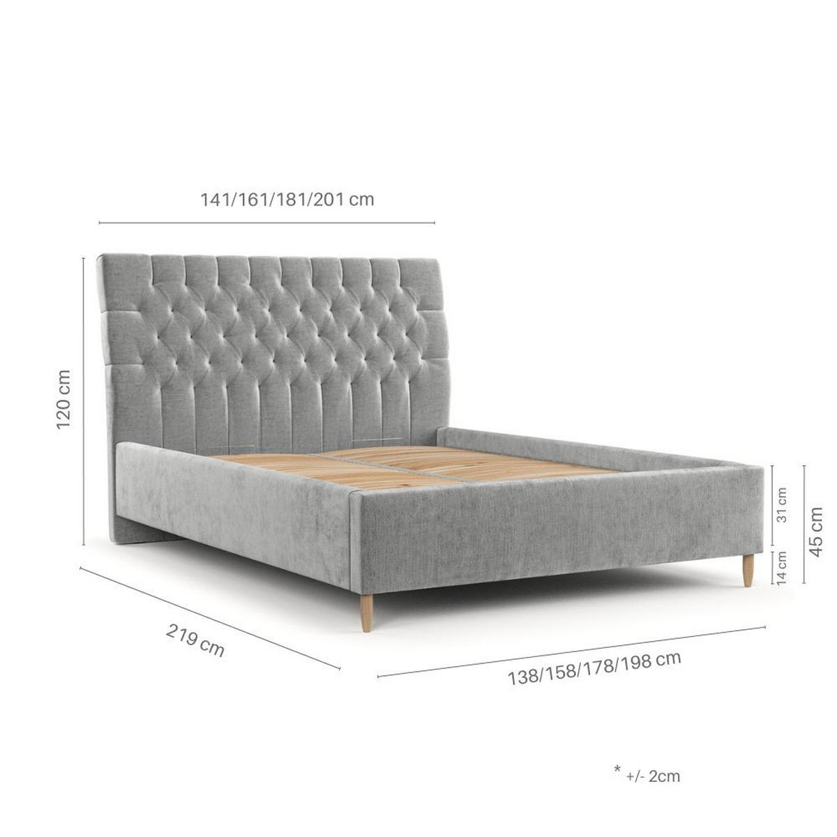 POLSTERBETT Lira 180/200 cm Creme im Neve Stoff - Creme/Naturfarben, Holz/Holzwerkstoff (180/200cm) - AltaBeds