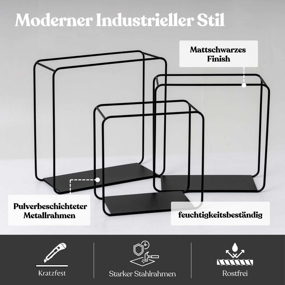 WANDREGAL 3er Set aus Metall Wanddeko und Ablage - Schwarz, Metall (32/32/12cm) - BERLINLODGE
