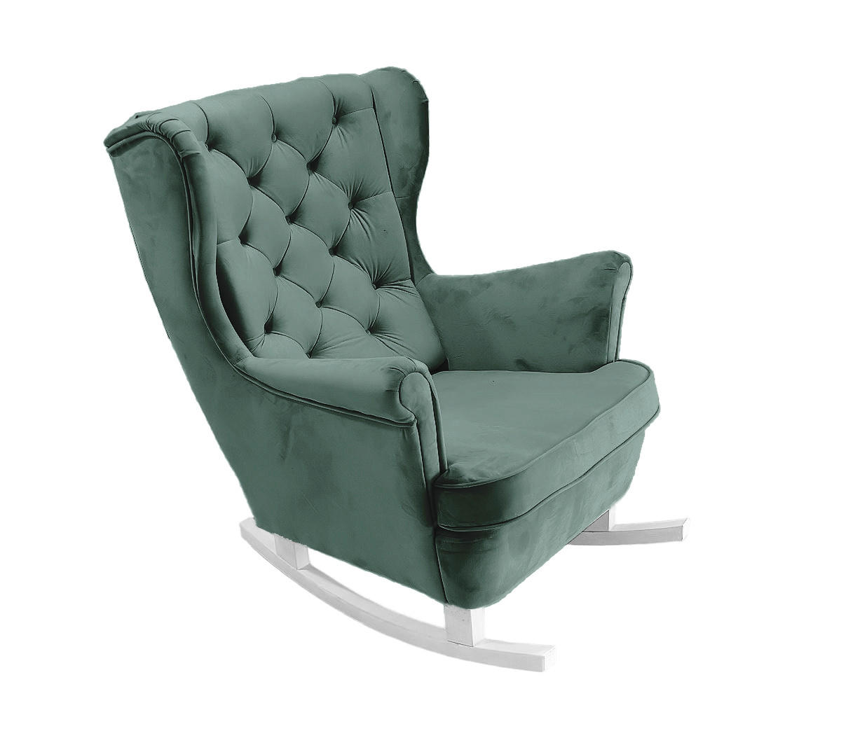 SCHAUKELSESSEL mit gepolstertem Sitz und Armlehnen, 102x81x95 cm, Grün_29853 - Smaragdgrün/Weiß, Holz/Textil (81/102/95cm) - DomoHome