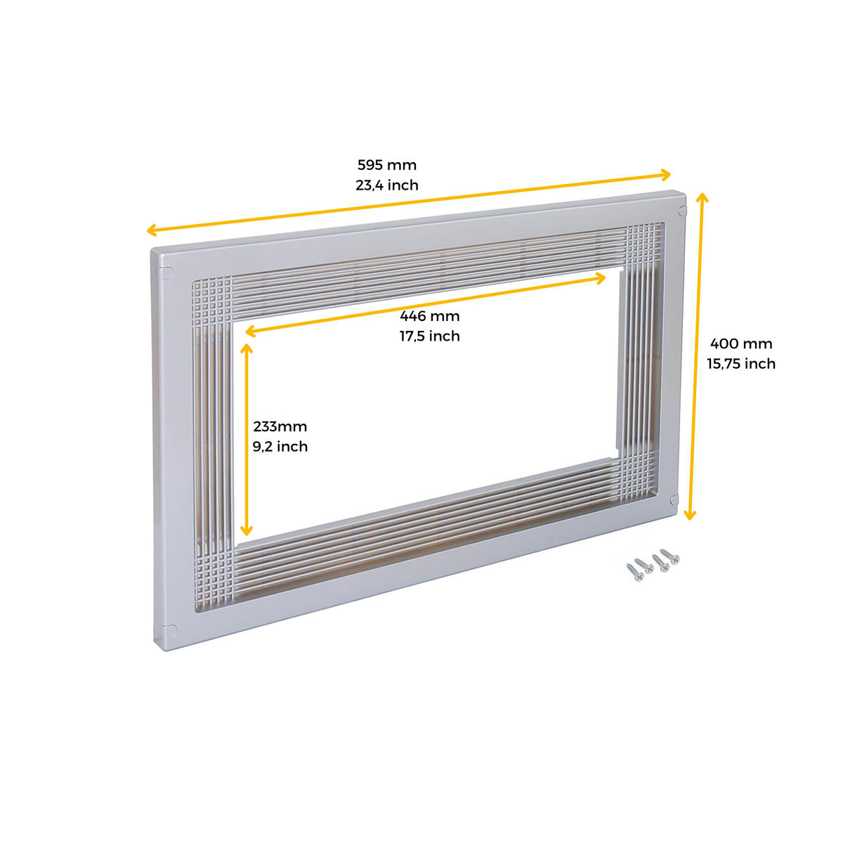 MIKROWELLENRAHMEN für den Einbau in Küchenzeilen, Modul 600mm, 600x400mm, Kunststoff, grau lackiert - Silberfarben, Kunststoff (60/40/3cm) - EMUCA