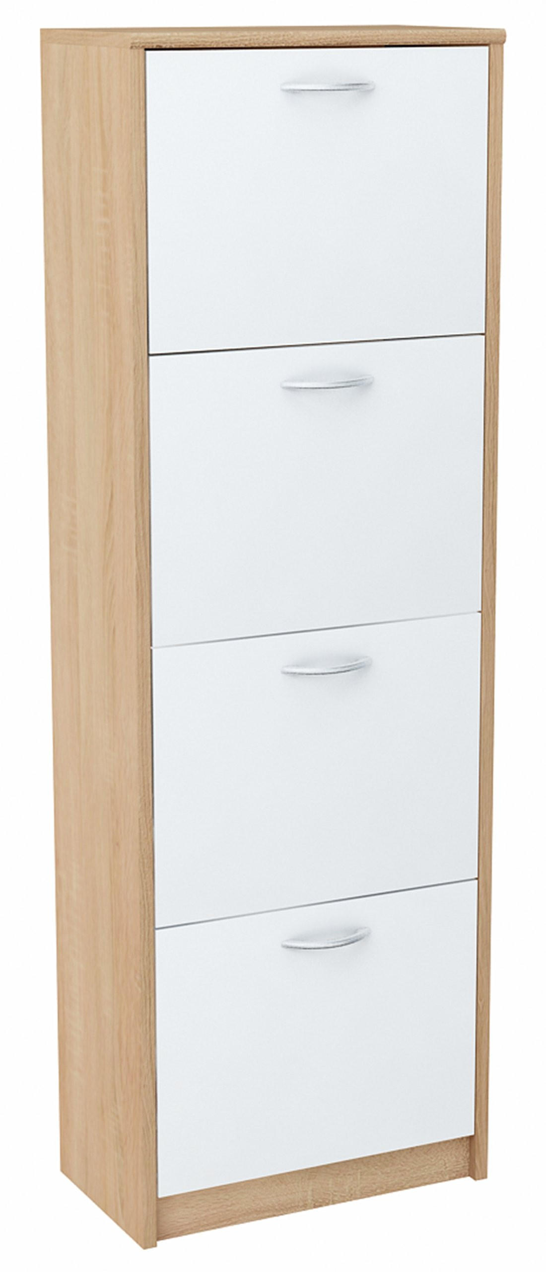 SCHUHSCHRANK 4S Sonoma Eiche–Weiß 50/28/152 cm - Weiß/Sonoma Eiche, Holzwerkstoff (50/152/28cm) - Matkam Möbel