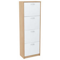 SCHUHSCHRANK 4S Sonoma Eiche–Weiß 50/28/152 cm - Weiß/Sonoma Eiche, Holzwerkstoff (50/152/28cm) - Matkam Möbel