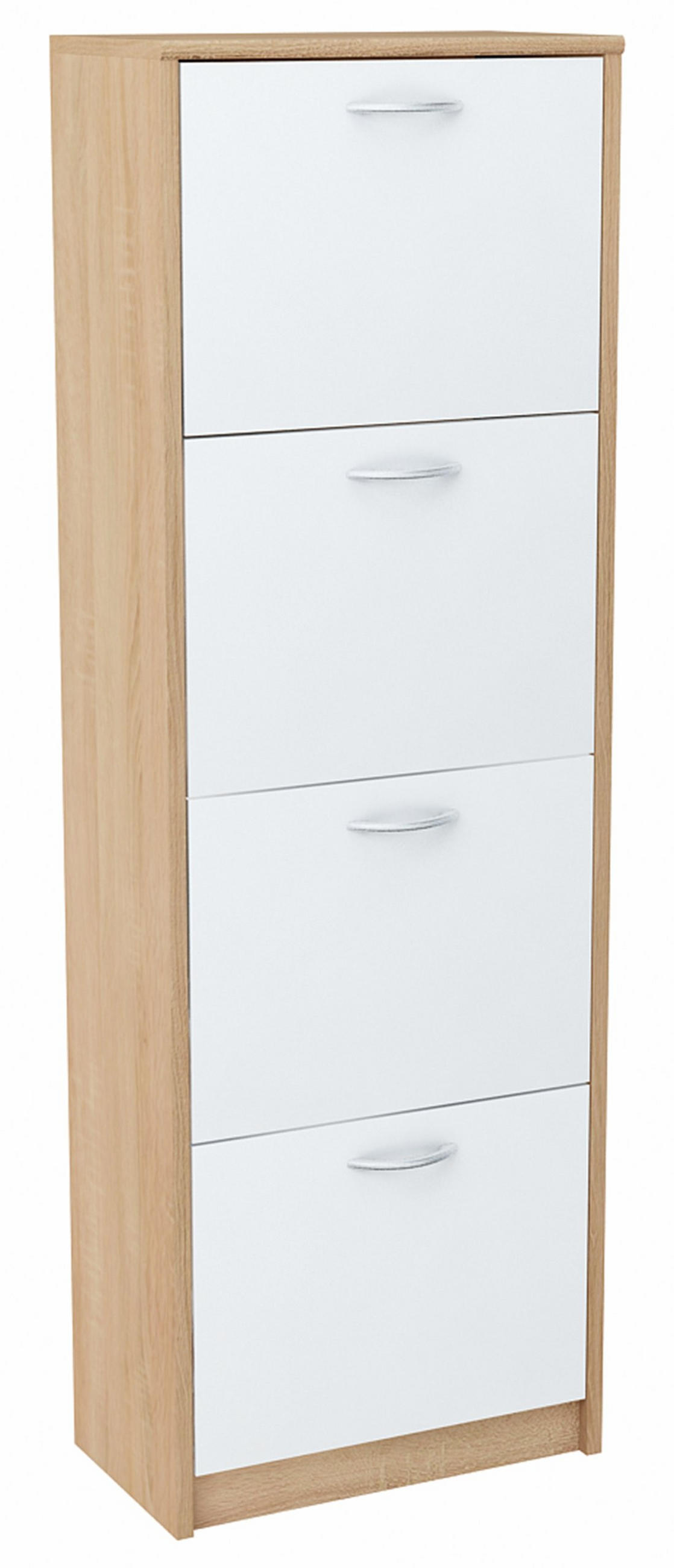 SCHUHSCHRANK 4S Sonoma Eiche–Weiß 50/28/152 cm - Weiß/Sonoma Eiche, Holzwerkstoff (50/152/28cm) - Matkam Möbel