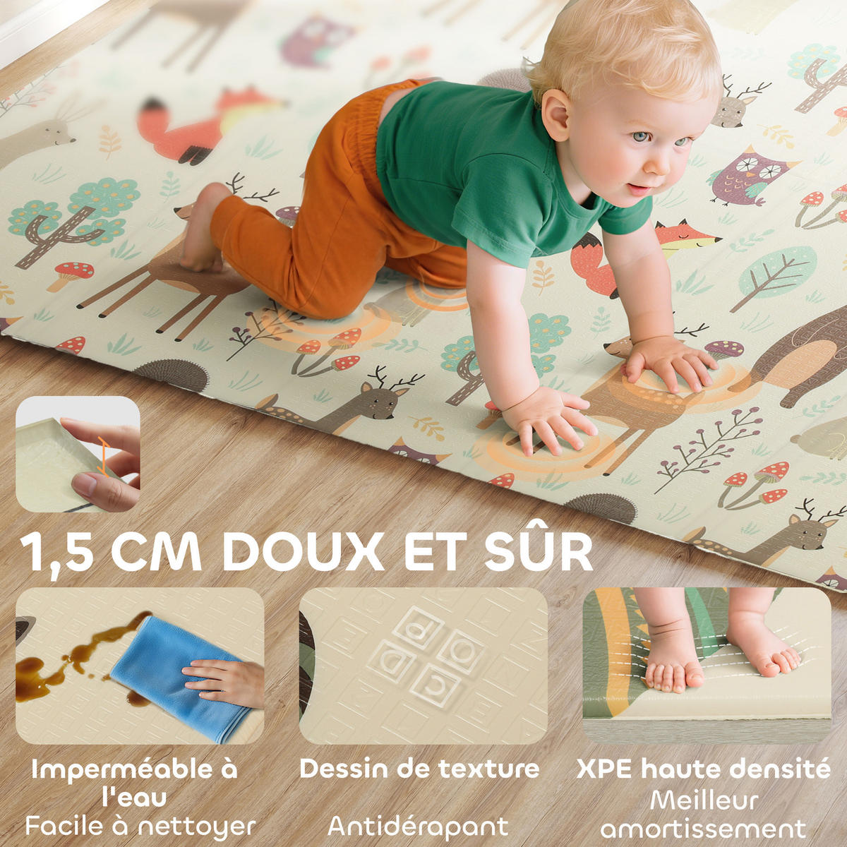 SPIELMATTE DE-18926 196x176 cm, faltbar, doppelseitig Bunt - Multicolor, Kunststoff (176/196cm) - ComfortXL