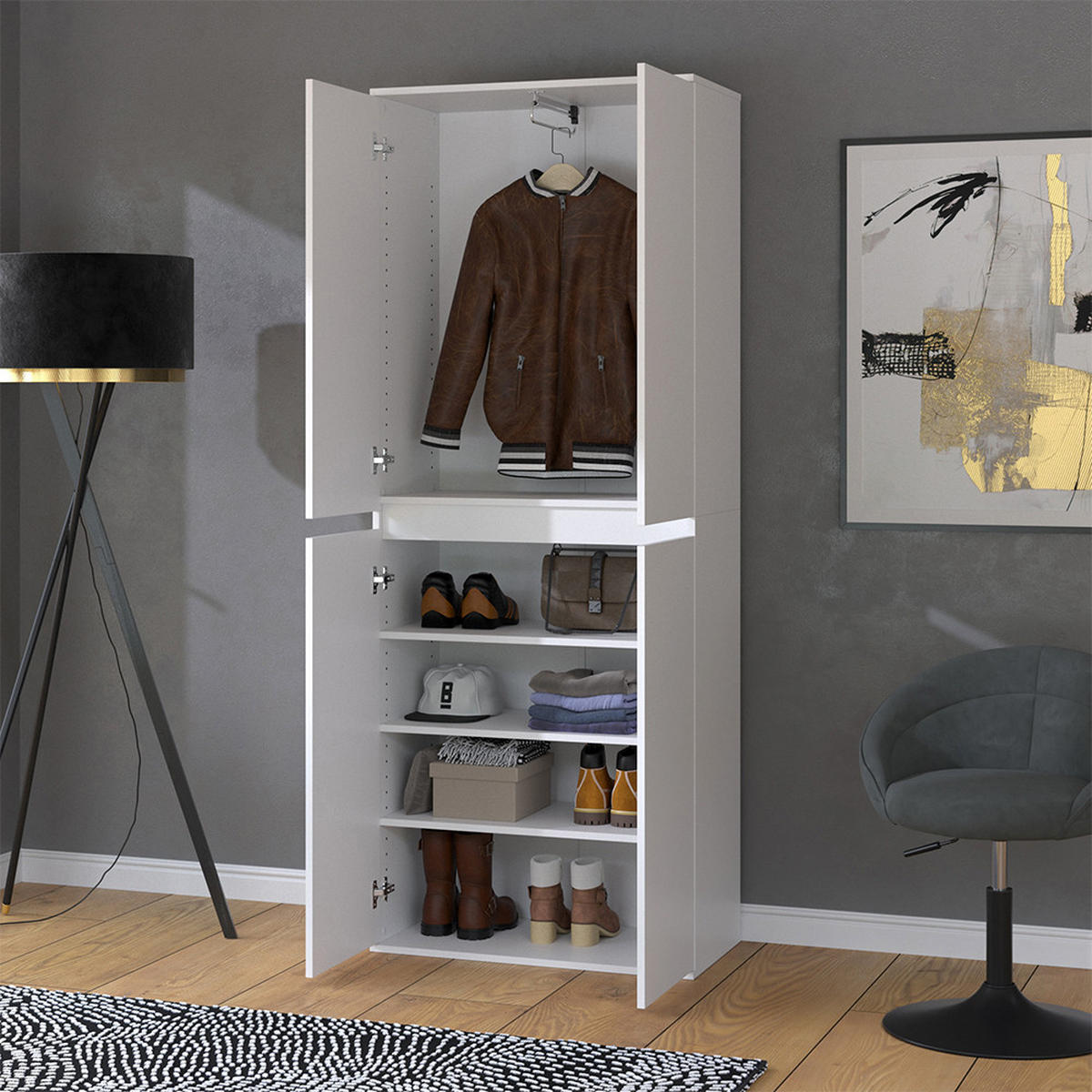 ŠATNÍ SKŘÍŇ Claus Bílá - bílá, kompozitní dřevo (74/191.5/40cm) - Vicco