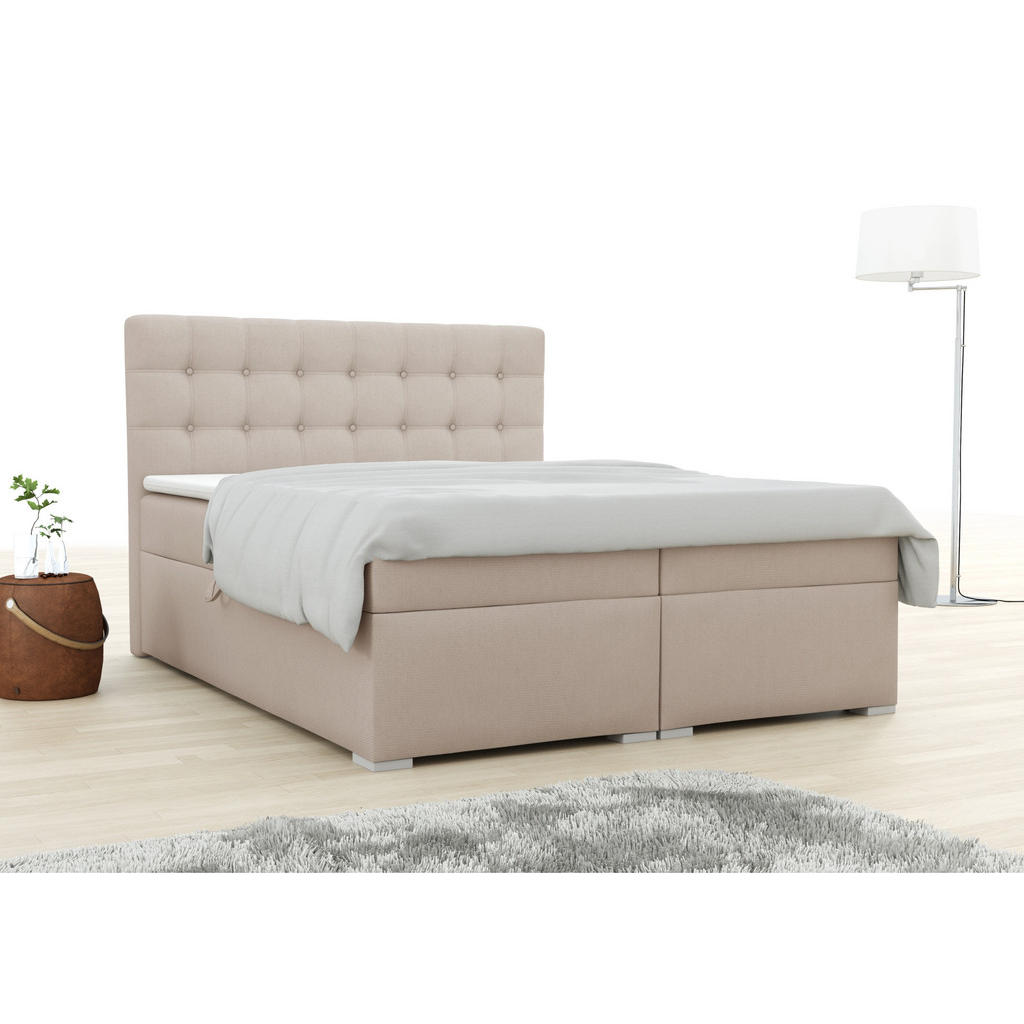 Thumbnail - Deine Möbel 24 Boxbett, Beige, Holzwerkstoff, H4, Höhe ca. 19 cm, 180x200 cm, Schlafzimmer, Betten, Boxspringbetten