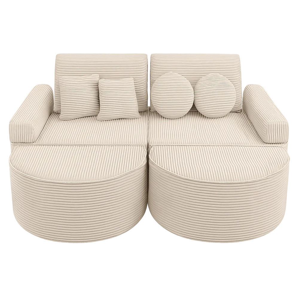 KINDERSOFA AESTHETIC 120 cm Cord Ecru 12 Stk - Beige, Textil (60/12.5/120cm) - MeowBaby