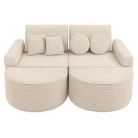 KINDERSOFA AESTHETIC 120 cm Cord Ecru 12 Stk - Beige, Textil (60/12.5/120cm) - MeowBaby