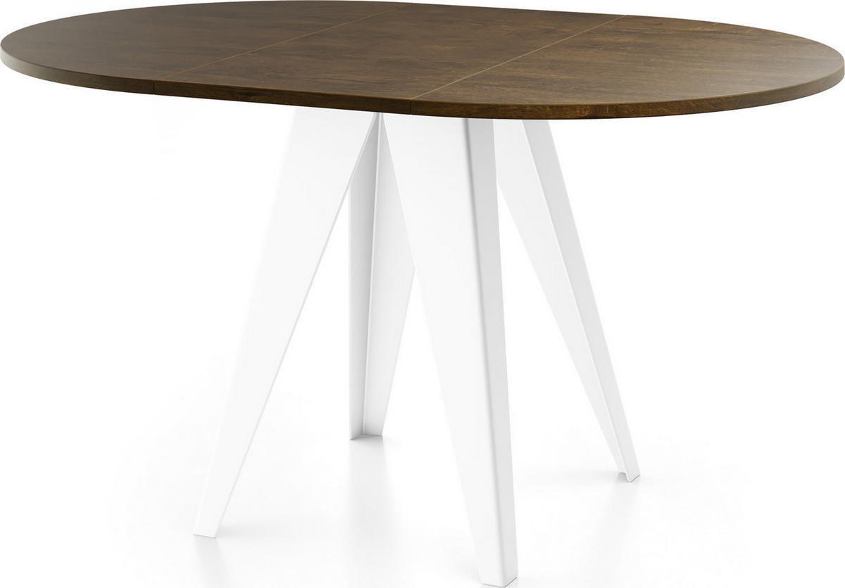 ESSTISCH Griffin runder ausziehbarer, Lefkas Eiche 100-140/100/76 cm - Alteiche/Weiß, Holzwerkstoff/Metall (100/100/76cm) - WFL GROUP