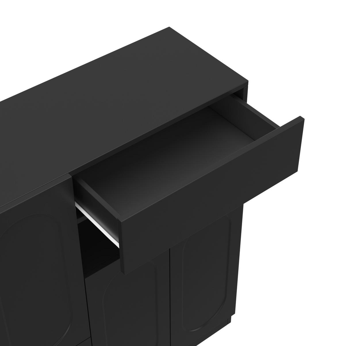SCHUHSCHRANK 130/110/35 cm Schwarz aus Spanplatte mit Sitzbank - Schwarz, Holzwerkstoff (130/110/35cm) - OKMYHOME