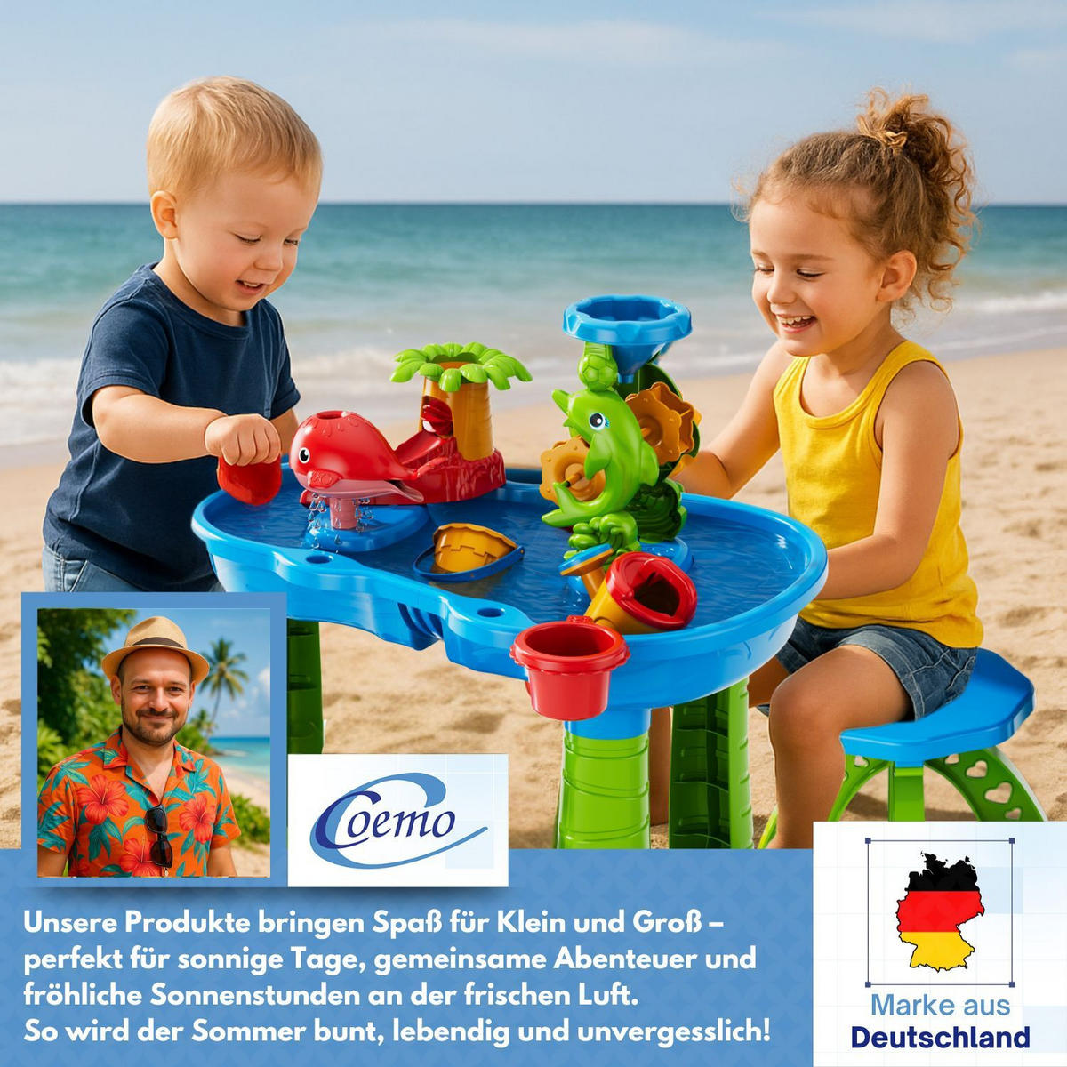 WASSERSPIELTISCH NARIUS L mit Zubehör 18 Teile - Multicolor, Kunststoff (63/42/65cm) - Coemo