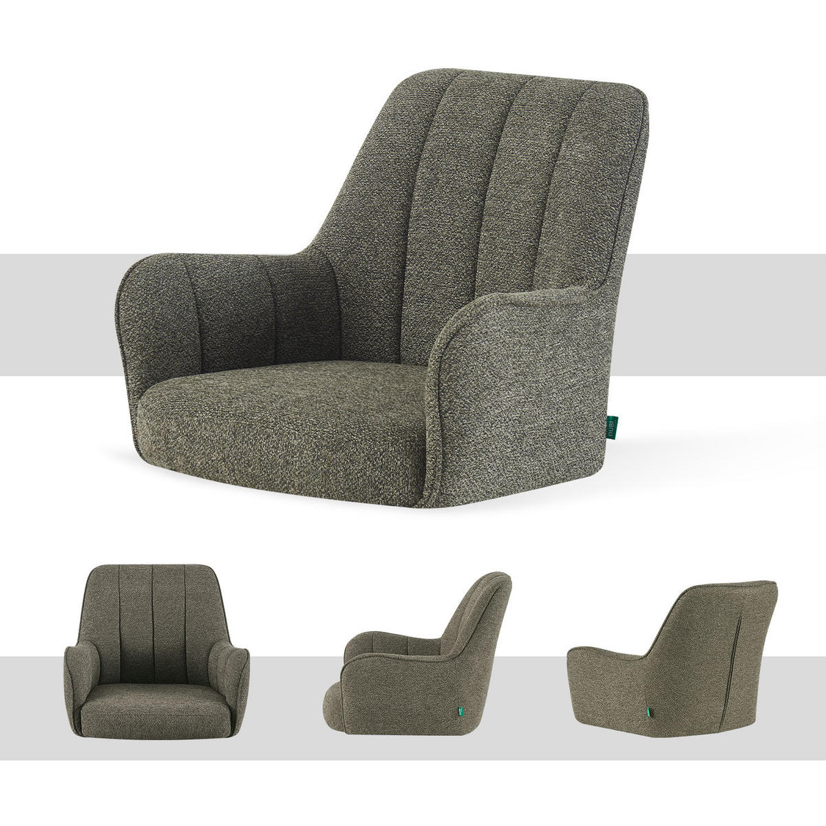 ESSZIMMERSTUHL THOMAS-ELLA 2er-Set 180°drehbar - Currygelb/Dunkelgrün, Textil (58/87/62cm) - DUBI Möbel