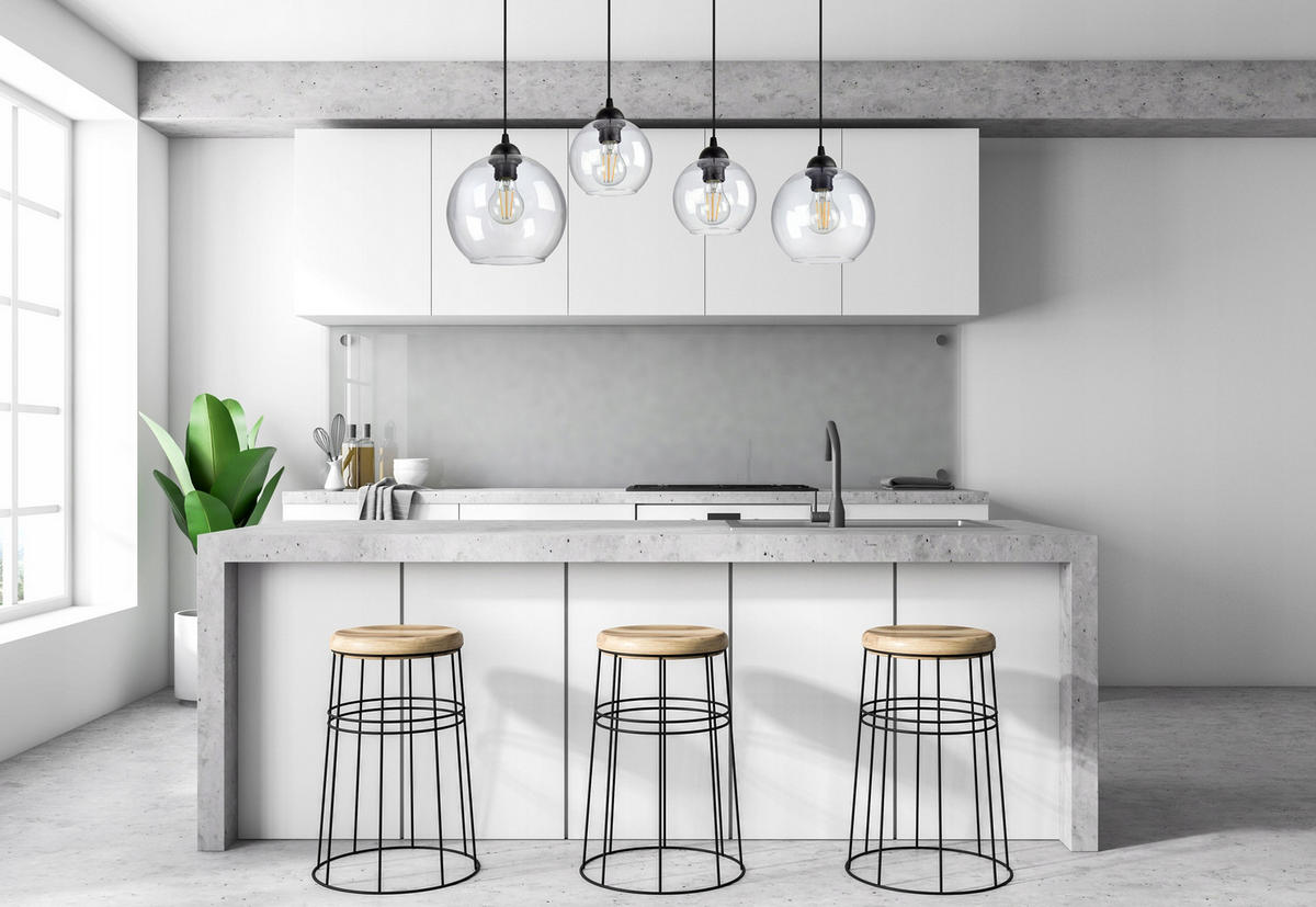 PENDELLEUCHTE HAGEN - Transparent/Schwarz, Glas/Metall (20/90/80cm) - kiki design