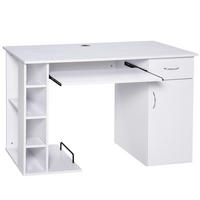 SCHREIBTISCH Weiß mit Tastaturauszug Schublade Schrank und Ablagen 120/60/74 cm - Weiß, Holzwerkstoff (60/120/74cm) - PANGIVO