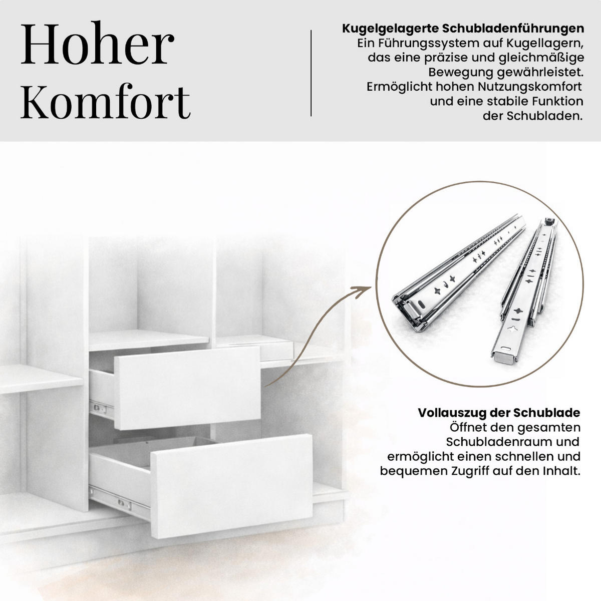 SCHWEBETÜRENSCHRANK mit Lamellen und Schubladen LUMOS - 200 - Grau und Weiß - Alufarben/Weiß, Holzwerkstoff/Metall (200/216/61cm) - MKS